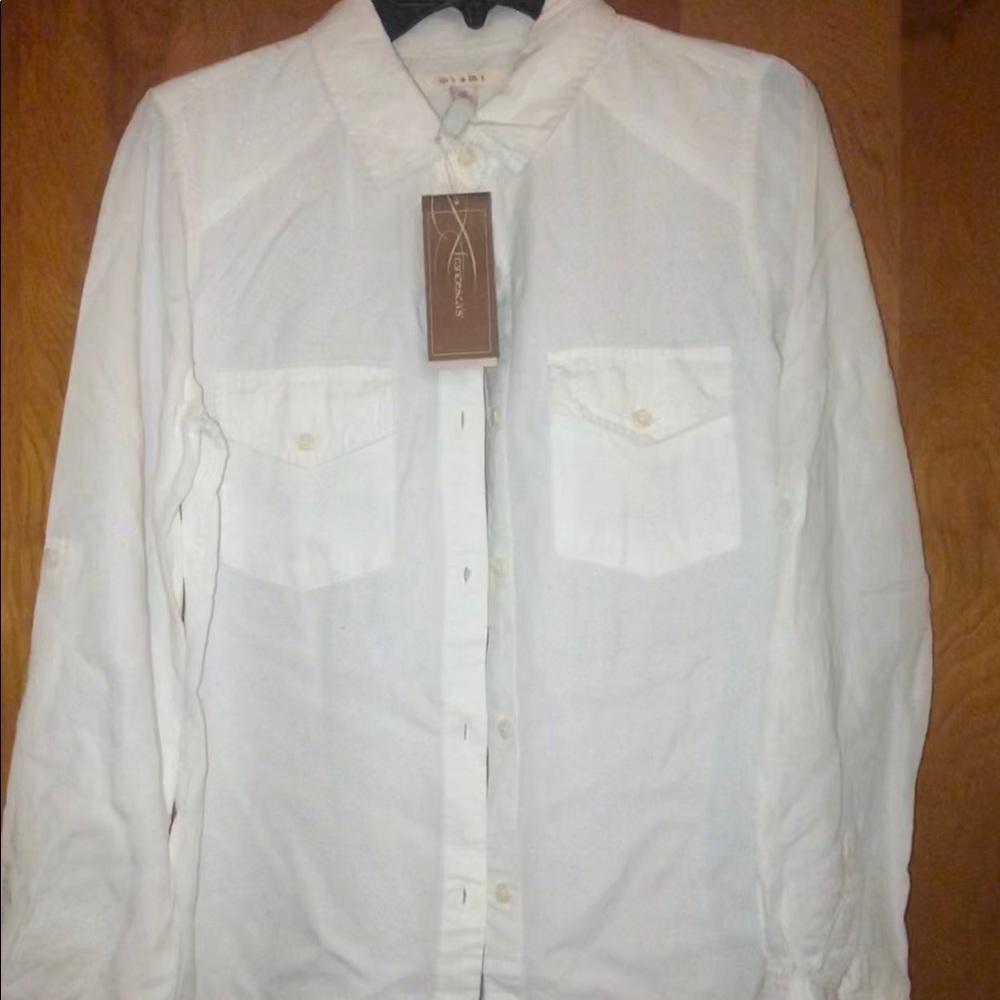 Francesca’s white button down top